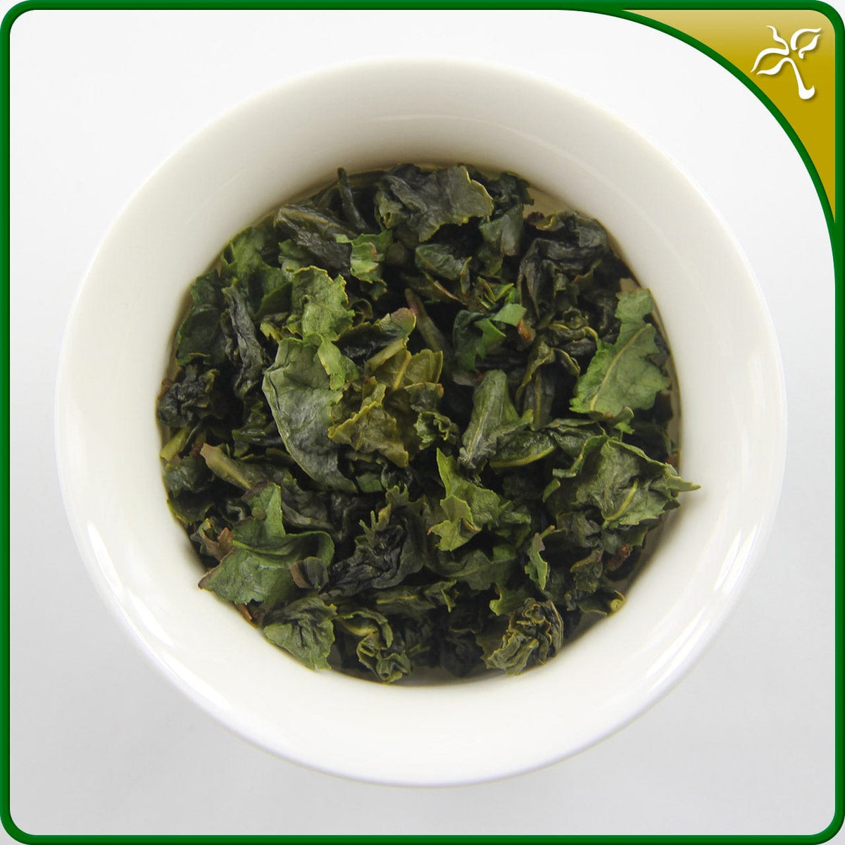 Wet Tie Guan Yin Oolong tea leaves in a Chinese gaiwan. Great value loose leaf Tie Guan Yin tea sourced directly from Anxi, Fujian.