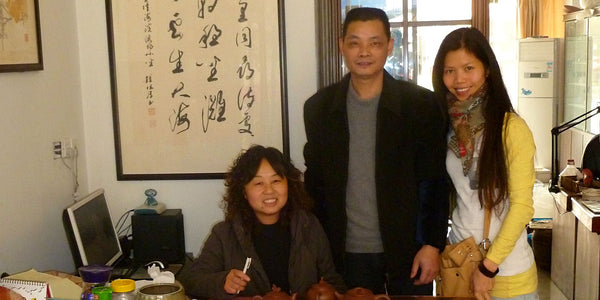 Mr Ge and Mrs Shen in their studio with Wan Ling - 2010.
