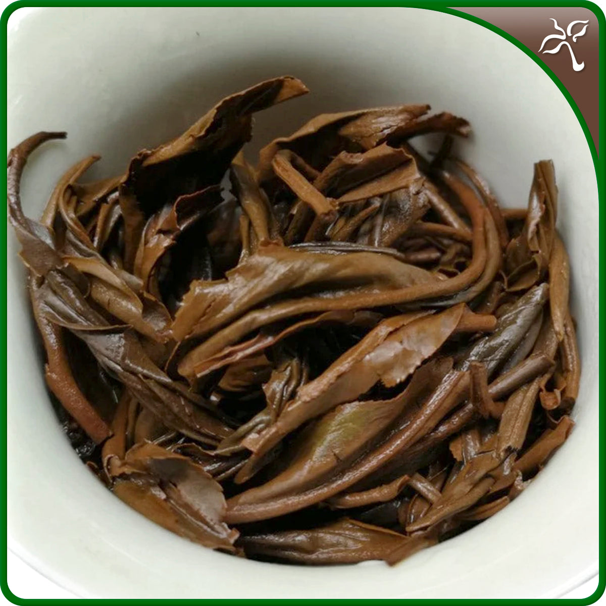 Yunnan Sun-Dried Black Tea wet leaf in a white gaiwan.