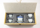 Blue and White Tea Set - Cross Hatched